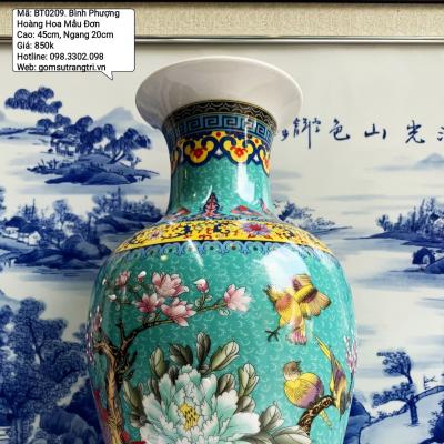 Lộc bình họa tiết Phượng Hoàng - Hoa Mẫu Đơn